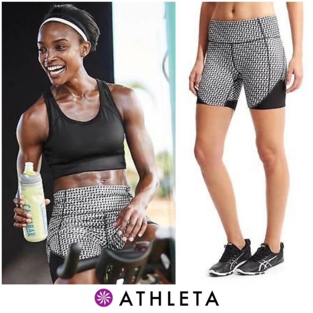 Athleta Black&White Vivid Velocity Bike Shorts Sz.XL